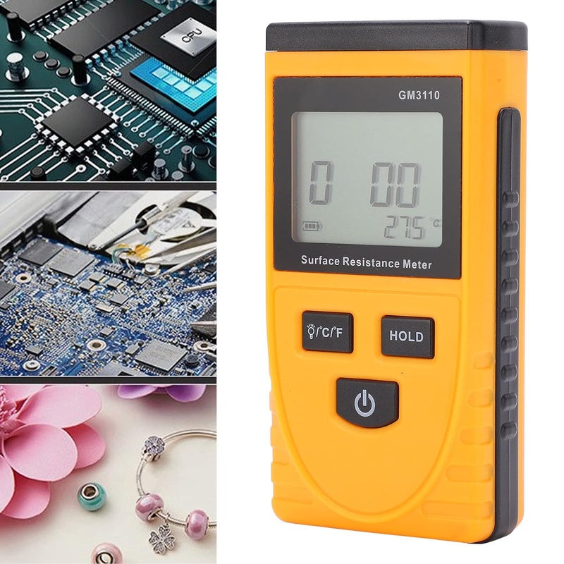 plplaaoo Surface Resistance Meter GM3110 – Handheld Resistance Tester with High-Definition LCD Backlight, Digital Anti-Static Surface Resistance Analyzer for ESD, Electronics Lab, Industrial Safety - Image 5